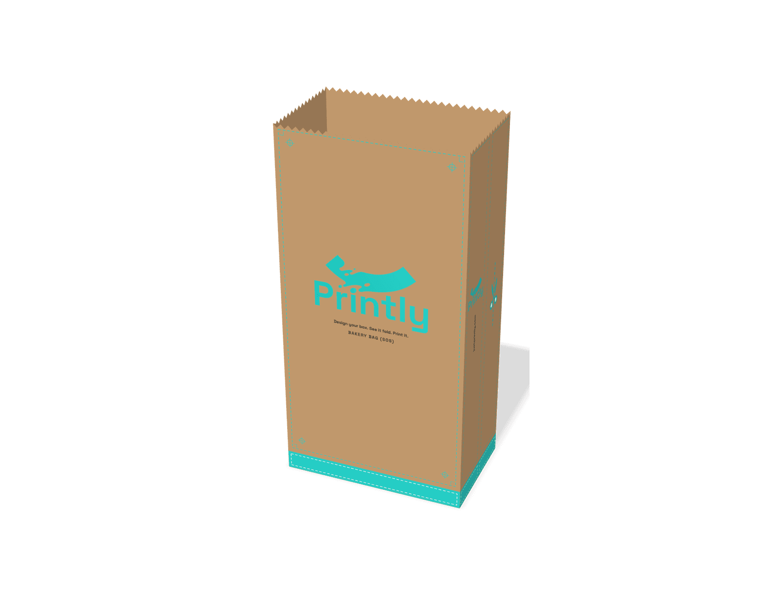 Bakery bag (SOS), serrated top, 150 x 90 x 300 mm, 3B katlanmış hâli