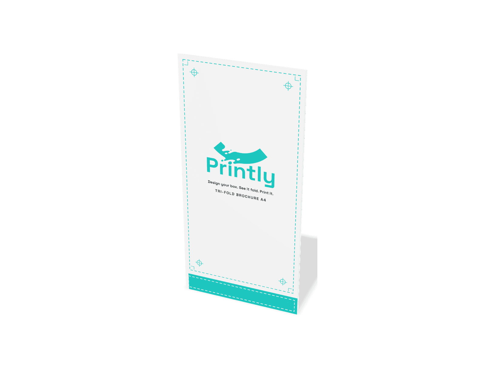 Tri-fold brochure A4 (folds to 100 x 210 mm) مطوية بالأبعاد الثلاثية