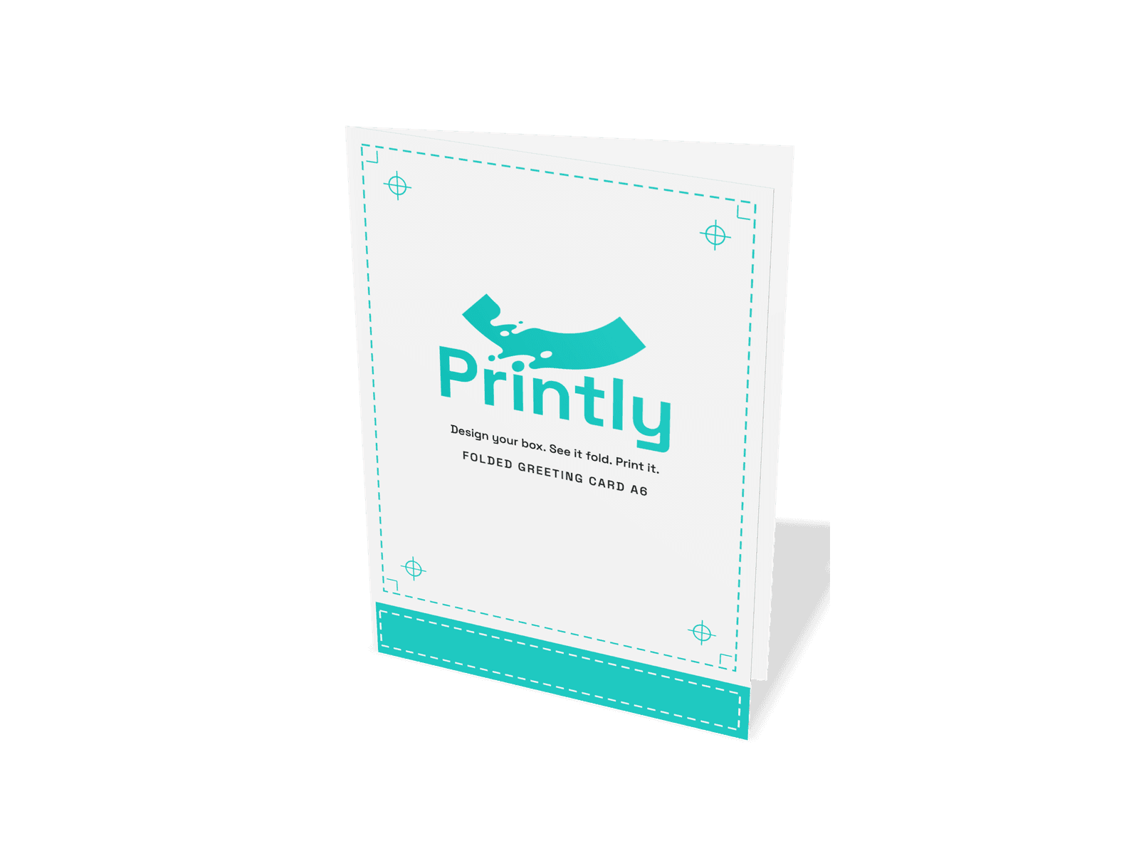 Folded greeting card A6 (A5 sheet, 105 x 148 mm folded) مطوية بالأبعاد الثلاثية