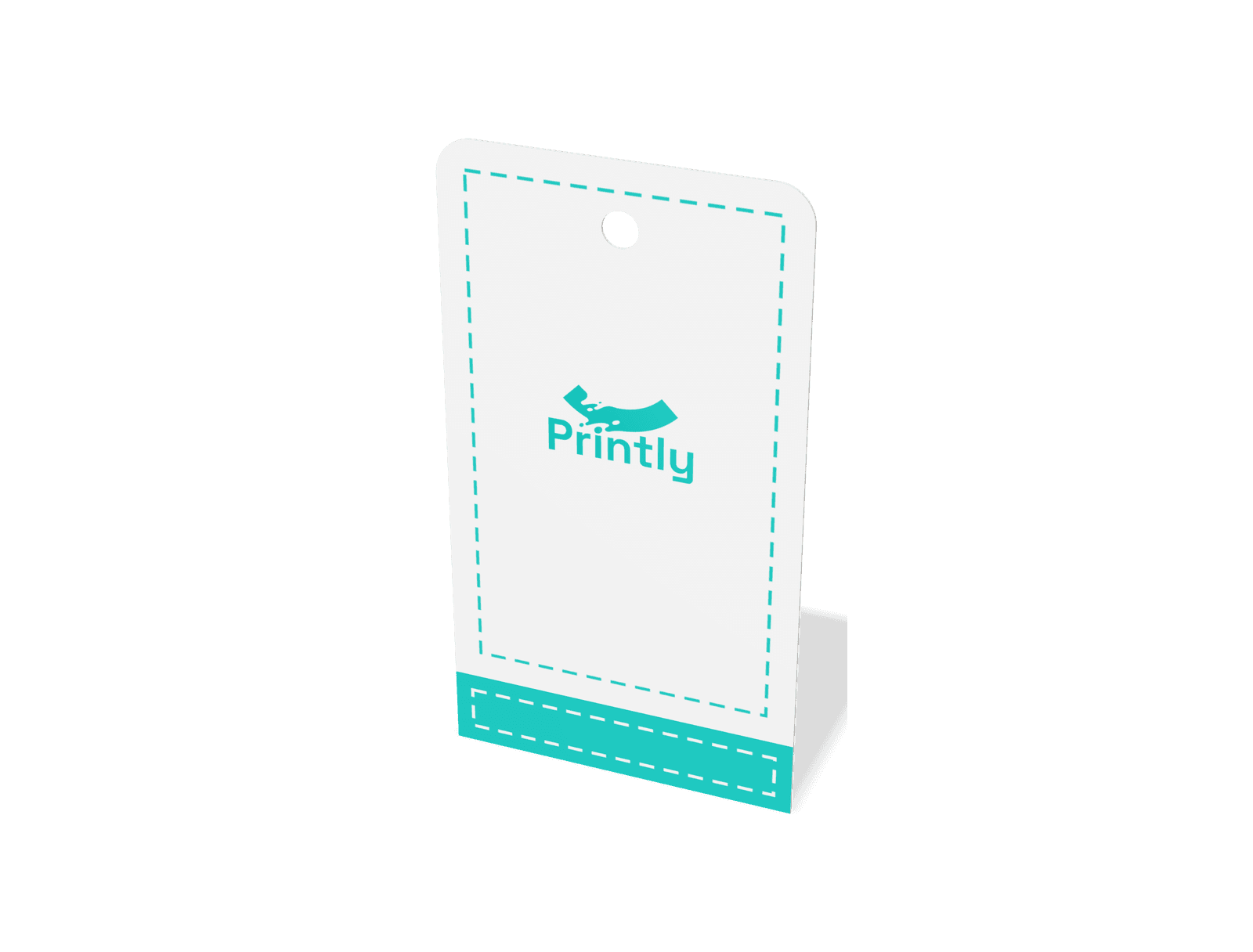 Hang tag 50 x 90 mm مطوية بالأبعاد الثلاثية
